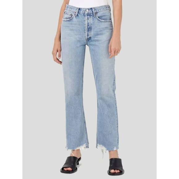 Agolde Mid Rise Relaxed Boot Jean in Curio Blue Size 25 - Picture 1 of 8